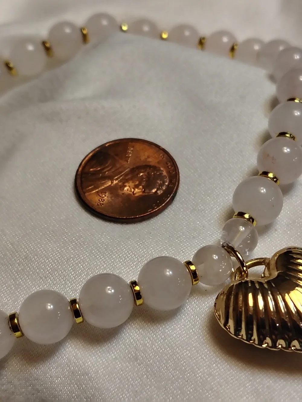 Duo Luna Norte Rose Quartz Gold Heart Beaded Necklace And Secondary Quartz